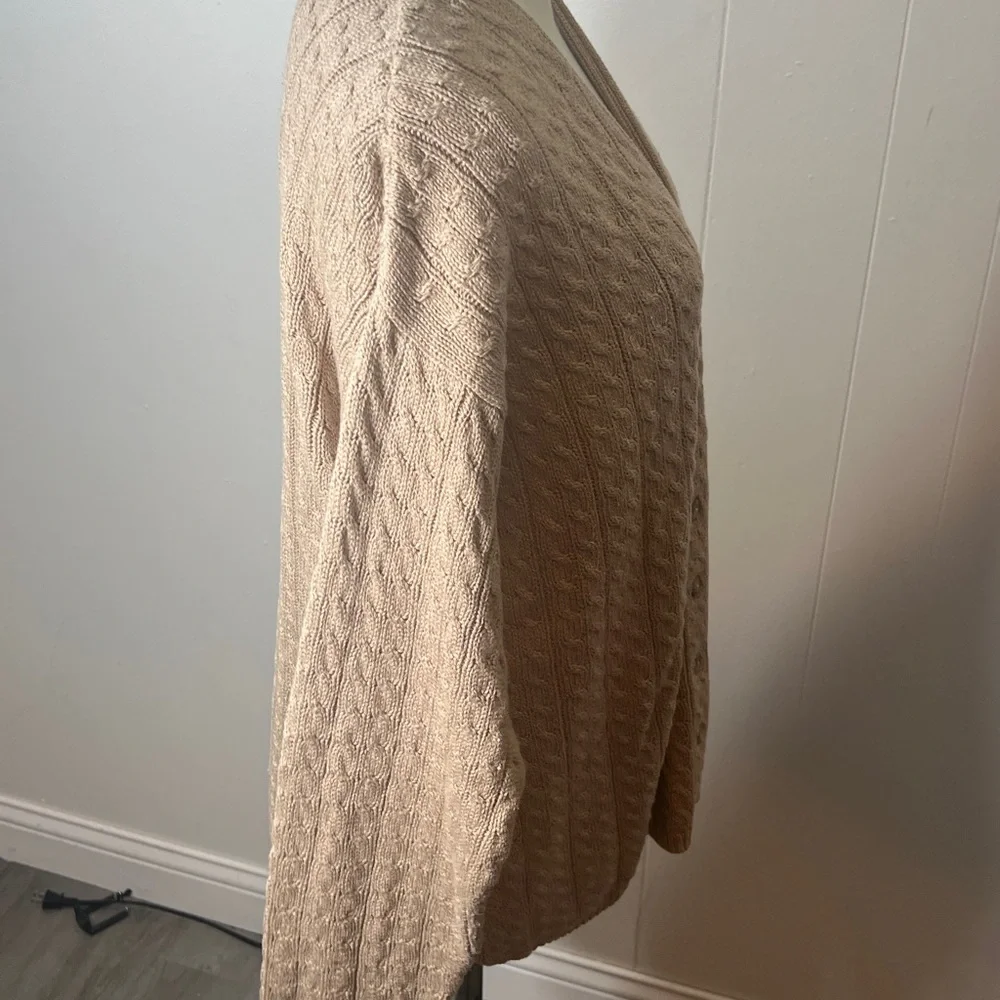 NWOT Charter Club Woven Beige  Sweater Cardigan VNeck Button Down Size Large - Picture 9 of 11